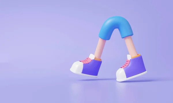 Character Desenhos Animados Estilo Sapatos Andando Isolado Flutuando Fundo Pastel — Fotografia de Stock