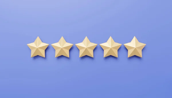 Ouro Cinco Estrelas Pontuação Cliente Classificação Qualidade Premium Garantia Feedback — Fotografia de Stock