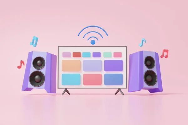 Smart Wifi Modern List Playing Video Instrument Speaker Pink Pastel — Photo