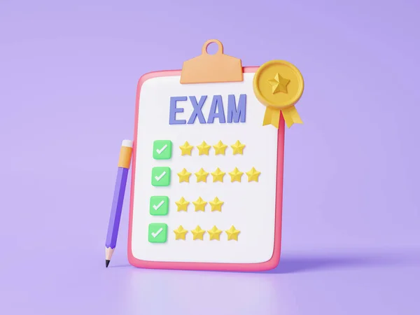 Exam Check List Star Score Clipboard Paper Assurance Guarantee Quality — Fotografia de Stock