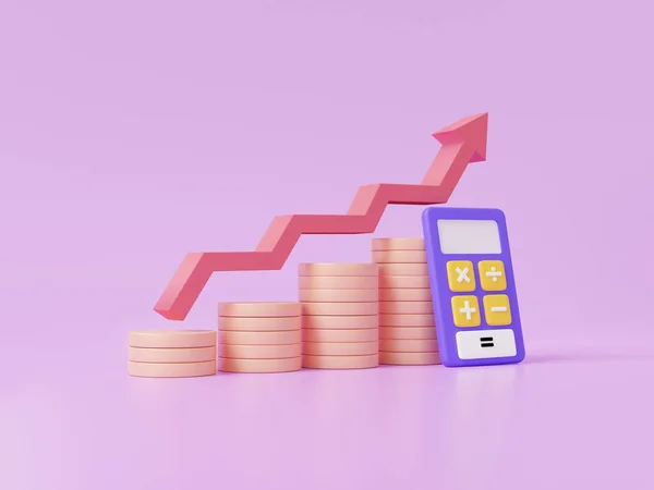 Nyíl Növekedési Kalkulátor Verem Érmék Pénzügyi Grafikon Közgazdaságtan Elemzési Stratégia — Stock Fotó