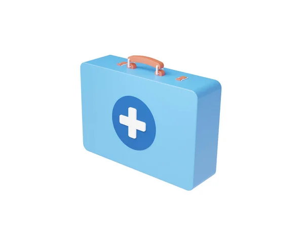 Minimaler Cartoon Stil Blaues Medizinisches Taschensymbol Isoliert Auf Weißem Hintergrund — Stockfoto