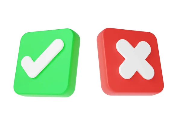 Ícone Marca Verde Correta Marca Vermelha Incorreta Sim Não Aprovado — Fotografia de Stock