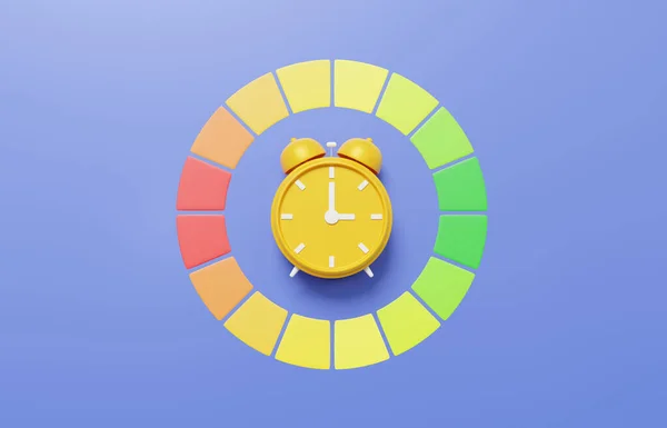 Yellow clock icon with element idea creative colorful concept. telling time on isolated pastel background. Minimal cartoon cute smooth. 3d rendering illustration