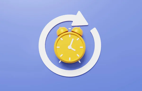 Minimal Cartoon Cute Smooth Yellow Clock Icon Arrow Telling Time — Stock Photo, Image