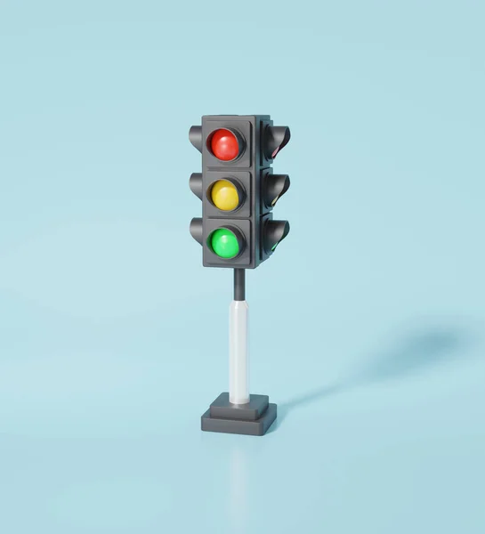 전기적 도로의 가로수 경계로 신호등은 파스텔의 배경에 고립되어 신호등이다 렌더링 — 스톡 사진