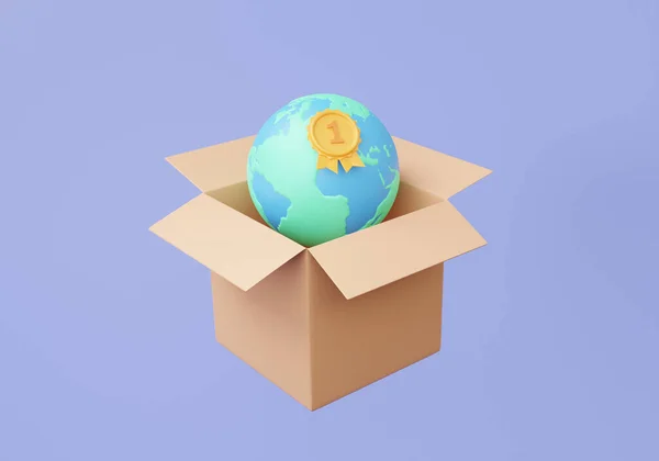 Glob Med Box Ikon Eller Öppna Nuvarande Paket Över Hela — Stockfoto