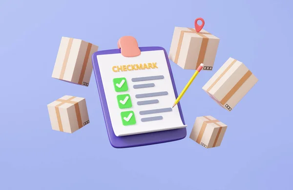 Checklista Urklipp Papper Information Affärsdokument Korrekt Bock Paket Box Med — Stockfoto