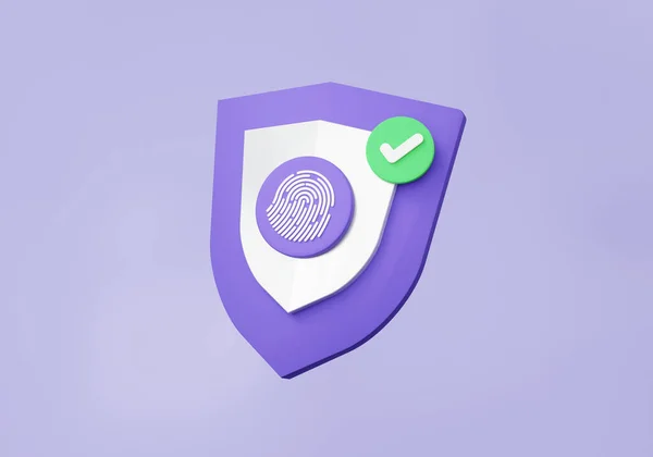 Fingerprint Protection Shield Icon Check Mark Security Finance Saving Online — Stock Photo, Image