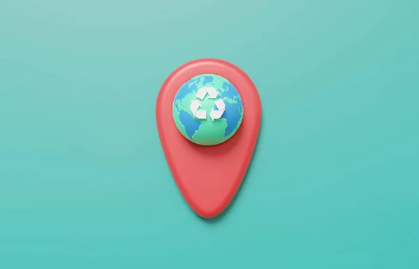 Pin Location Map Environment Sustainable Concept Återvinna Symbol Med Jord — Stockfoto