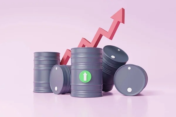 Olieprijzen Vat Pictogram Met Pijl Grafiek Groeien Aandelenmarkt Aardolie Industrie — Stockfoto