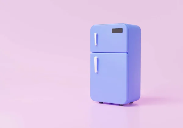 Мінімальний Стиль Мультфільму Фіолетовий Старовинний Ретро Холодильник Значок Рожевому Фоні — стокове фото