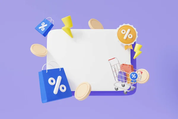 Marketing Promotion Sale Cashback Shopping Bag Coupon Discount Percentage Coupon — Stock Photo, Image