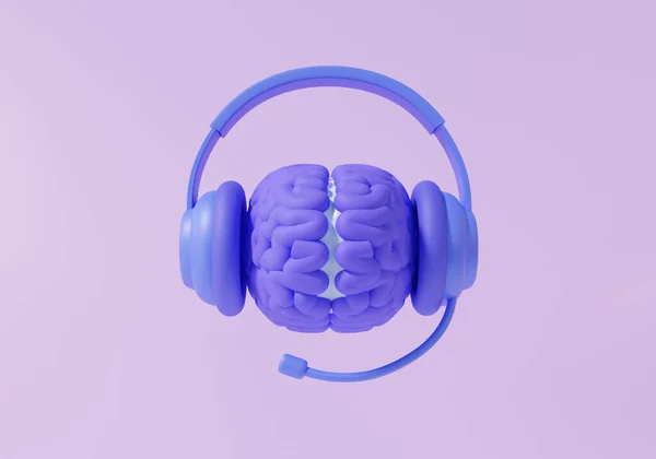 Brain Mood Feeling Good Headphone Support Consultant Talk Concept Call — Stock Photo, Image