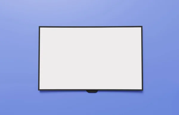 Smart Bianco Schermo Bianco Parete Moderna Montato Sfondo Pastello Televisione — Foto Stock