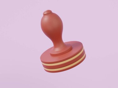 İzole edilmiş pembe arka planda yüzen minimal onaylı pul simgesi. Güvence garantisi kaliteli müşteri, sözleşme bilgisi iş belgesi doğru not onaylandı. 3d resimleme
