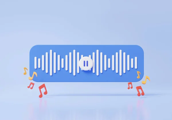 Audio voice message speech podcast musical sound wave social media online concept. entertainmentm, multimedia, communication, cartoon minimal cute smooth. 3d rendering. illustration elements
