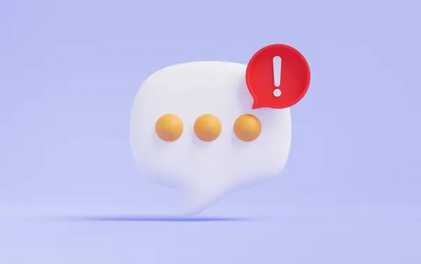 Chat Bubble Talk Error Alert Symbol Icon Purple Pastel Background Стоковое Изображение