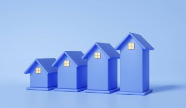 Ev inşaatı desteği, emlak, ipotek, emlak, ipotek, emlak, kira, konut kredisi, ekonomi, işletme fonu, bütçe tasarrufu için yatırım riski. 3d resimleme