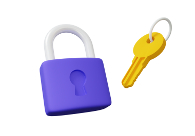 Kilit güvenlik konsepti. Yüzen asma kilit simgesini aç. Hesap numarası, kimlik parolası kişisel bilgi güvenli ev. 3d resimleme