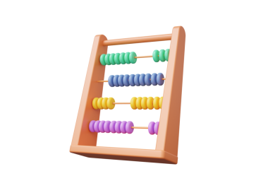 Matematik sembolleriyle renklendirilmiş abaküs, artı, eksi, çarpma, yalıtılmış krema, aritmetik oyun sayma konsepti, finans eğitimi. 3d resimleme