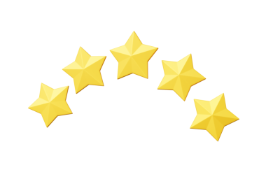 İzole edilmiş arka planda beş yıldız sarı. Kalite derecelendirme konsepti, çizgi film minimumu şirin pürüzsüz. 3d resimleme