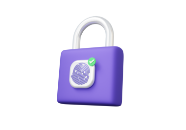 İzole edilmiş arka planda yüzen parmak izi işaretli asma kilit. Siber güvenlik konseptini kilitle. Hesap numarası kimlik gizlilik parolası kişisel veri bilgilerini güvence altına al. 3d hazırlayıcı