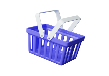 Ürünler boş alışveriş sepetleri, izole nesnelerin arka planında online konsept alışverişi. İndirim, promosyon, satış, afiş, web sitesi, çizgi film minimumu. 3d resimleme