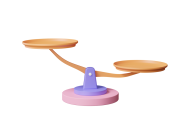 İzole edilmiş nesne arka planında 3 boyutlu dengesizlik simgesi. Karşılaştırma ağırlığı karikatürü minimal stil, terazi, karşılaştırma, dengesizlik. 3d resimleme