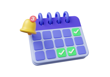 Alarmlı çan simgesi simgesi uyarısı. İzole edilmiş arka planda bir aylık günlük zaman kavramı. En az çizgi film stili tasarımı. 3d resimleme