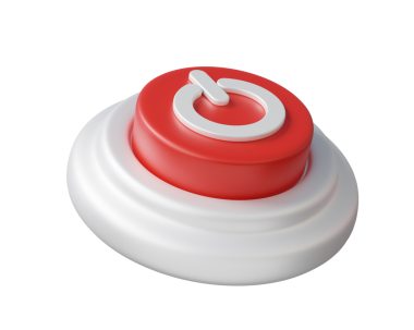 Kırmızı düğmeye bas açma kapama, bilgisayar tasarımı ux, ui arayüzü elektronik kontrol cihazı izole arkaplanda. Minimum çizgi film. 3B oluşturma ögeleri