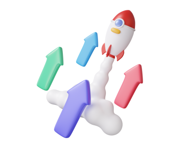 Girişimci uzay gemisi roketi fırlatıyor dumanlı görüş oku Ay 'ın gelecekteki yeniliğini hedefliyor. Analitik, finansal iş ekonomisi kavramından kar sağlıyor. 3d resimleme