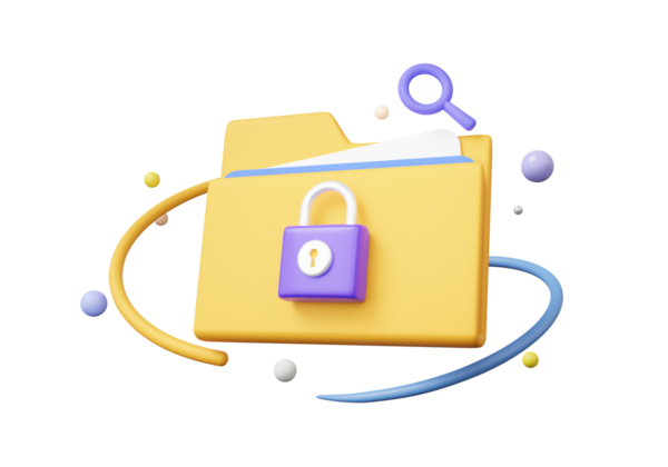 Kullanıcı giriş şifresi korumalı asma kilit kalkanı simgesi ile güvenlik dosya yönetimi belgesi çevrimiçi dosya depolama veritabanı sistemi korunuyor. Mali işler. 3D görüntüleme. resimleme