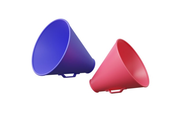 Asgari çizgi film stili megafon hoparlörü gelir arttırıcı, izole edilmiş arka planda iş finans pazarlaması. 3d resimleme