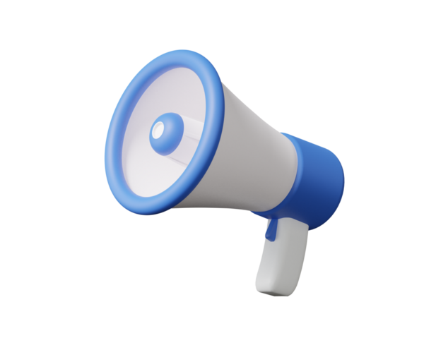 Megafon simgesi hoparlör hoparlörü izole edilmiş arka planda ticari finans pazarlama dikkatini duyurdu. 3d resimleme