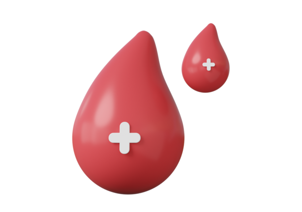 İzole edilmiş arka planda üç boyutlu ikon iki kan damlası. Tıbbi haç sembolü. Hayır işi, bağış, ilaç, sağlık hizmeti konsepti. Hastane kan nakli günü. uzay elementlerini kopyala 3d hazırlayıcı