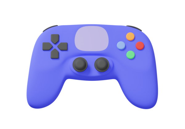 Mor oyun joystick kontrol paneli simgesi. eğlence analog video oyun konsepti. En az sevimli çizgi film, yumuşak, e-spor. 3d resimleme