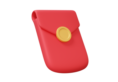 Angpao kırmızı para zarfı ikonu Çin 'in yeni yıl geleneksel Asya festivali doğu para birimi kültürünün izole edilmiş bir sembolü. Refah primi hazine zenginliği. 3d resimleme