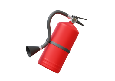 3 boyutlu yangın söndürme ikonu dumanı şeffaf arkaplanda izole edildi. Güvenlik nesnesi, yardım edin. Acil durum ateşi yanıyor. resimleme ögeleri