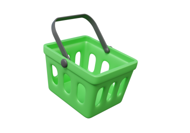 Yeşil boş alışveriş sepetleri, izole edilmiş nesnelerin şeffaf arkaplan üzerinde online alışveriş kavramı. İndirim, promosyon, ürün satışı, afiş, web sitesi e-ticaret, çizgi film tarzı. 3d resimleme