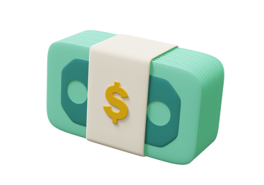 Dolar banknotları şeffaf arkaplanda izole edilmiş. Nakit işlem konsepti. Çevrimiçi ödemeler, nakit para iadesi, asgari çizgi film tarzı. 3d resimleme