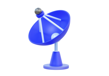 Uydu anten vericisi astronomik teleskop sinyal alıcısı konsepti. izole saydam png arkaplanda. 3d çizim elementleri