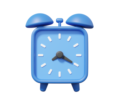 İzole edilmiş arkaplanda mavi alarm simgesi analoğu. Sabah okulunu ve ofis malzemelerini planlıyorum. Çizgi film tarzı şirin, yumuşak bir konsept. 3 boyutlu görüntüleme. resimleme ögeleri