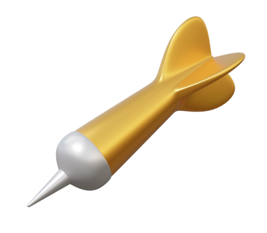 İzole edilmiş arka planda altın dart simgesi. Müşteri yatırım başarı stratejisi konseptine odaklan. 3d canlandırma çizimi tasarımı