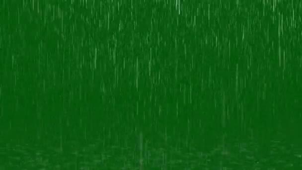 Дождь Падение Анимации Ultra High Definition Видео Видеоэлемент Зеленом Фоне — стоковое видео