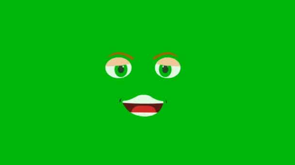 Ανόητο Πρόσωπο Κινουμένων Σχεδίων Πράσινη Οθόνη Κινουμένων Σχεδίων Animation Ultra — Αρχείο Βίντεο