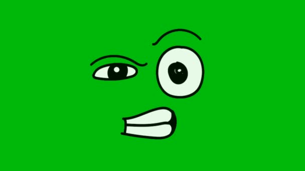Ανόητο Πρόσωπο Κινουμένων Σχεδίων Πράσινη Οθόνη Κινουμένων Σχεδίων Animation Ultra — Αρχείο Βίντεο
