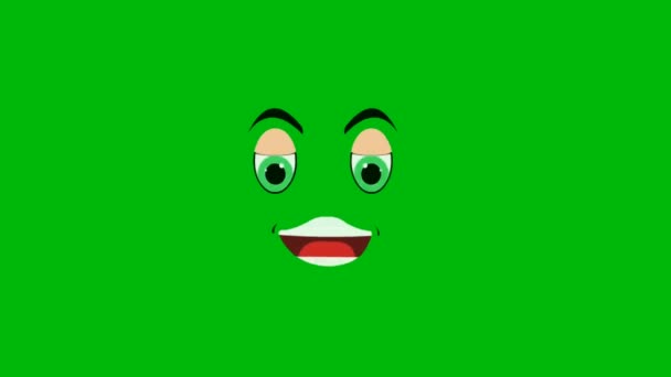Hloupý Kreslený Obličej Zelené Obrazovky Animace Animace Ultra Vysoké Rozlišení — Stock video