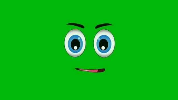 Дурний Мультфільм Обличчя Зелений Екран Анімація Анімація Ультра Високої Чіткості — стокове відео