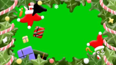 Noel Sahneleri için Bayram Çerçevesi Ultra HD 4K Yeşil Ekran Videosu. mp4